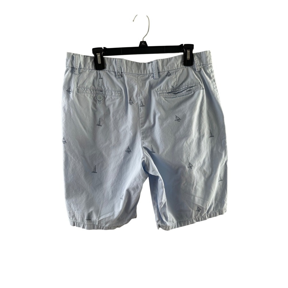 Gap Mens Slim Chino Shorts Light Blue Sailboat Embroidered Nautical Cotton 33 - Picture 2 of 5